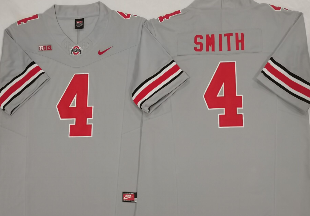 Men's Ohio State Buckeyes Jeremiah Smith #4 Grey Game Jersey