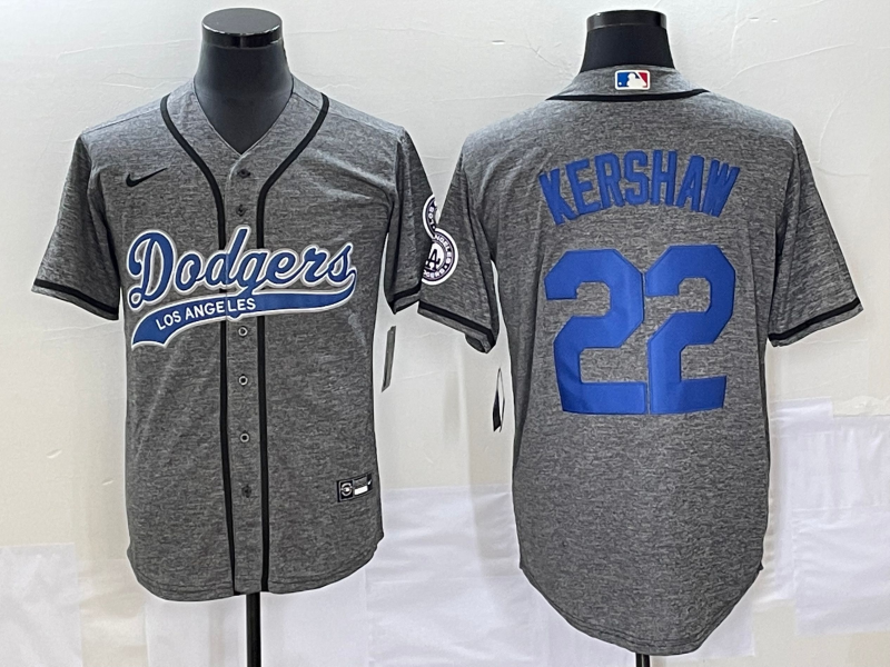 Men's Los Angeles Dodgers Clayton Kershaw #22 Gray Game jersey Joint Edition