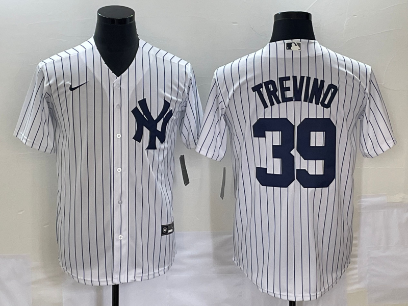 Men's New York Yankees Jose Trevino #39 White Home Replica Player jersey