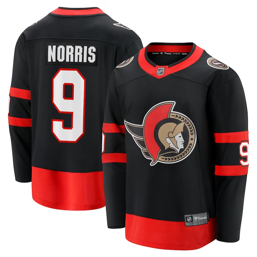 Men's Ottawa Senators Josh Norris #9 Black Player jersey