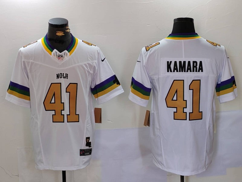 Men's New Orleans Saints Alvin Kamara #41 White Fashion Game jersey