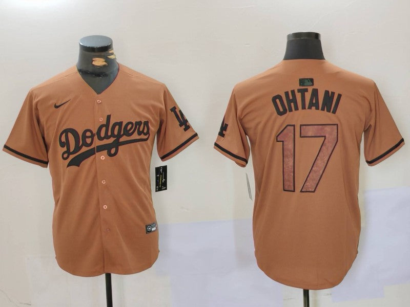 Men's Los Angeles Dodgers Shohei Ohtani #17 Brown Game jersey