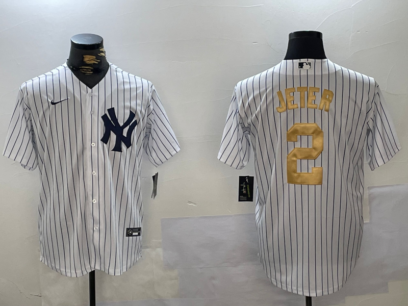 Men's New York Yankees Derek Jeter #2 White Game jersey