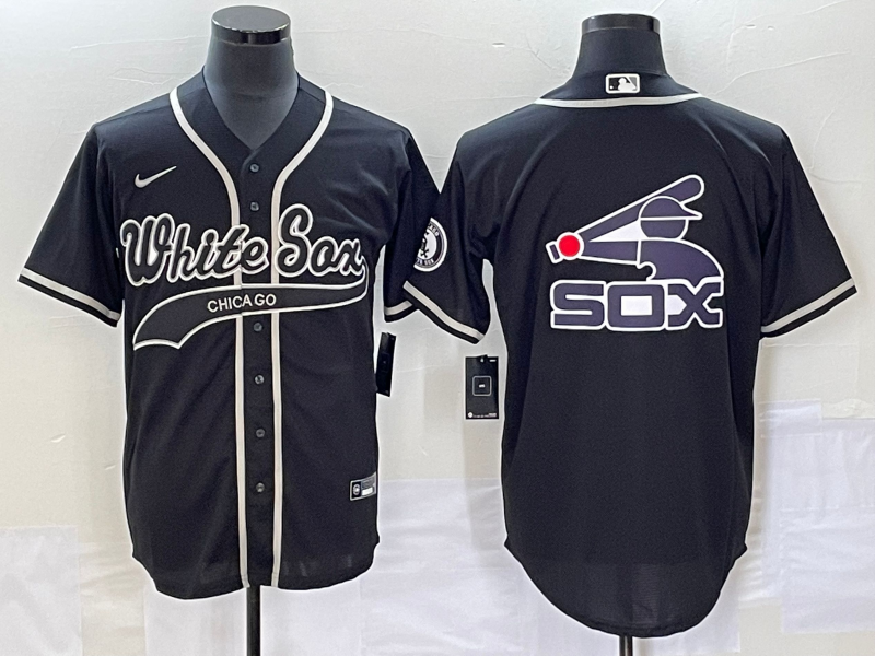 Men's Chicago White Sox Black Replica Player jersey Joint Edition