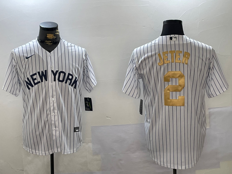Men's New York Yankees Derek Jeter #2 White Player Game jersey
