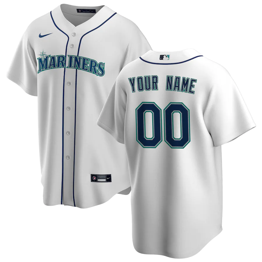 Men's Seattle Mariners White Home Replica Custom jersey