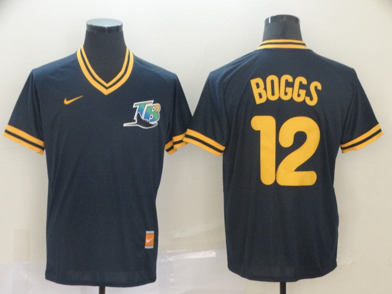 Men's Tampa Bay Rays Wade Boggs #12 Navy Replica Baseball jersey