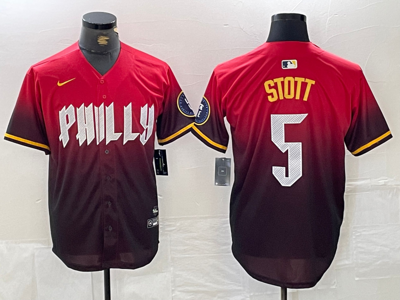 Men's Philadelphia Phillies Bryson Stott #5 Red 2024 City Connect Limited Player jersey