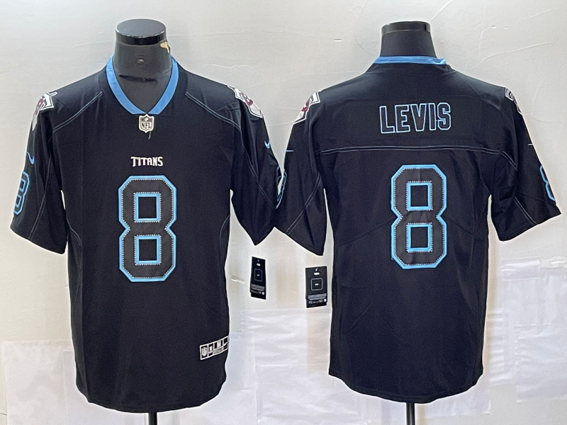 Men's Tennessee Titans Will Levis #8 Black Game Player jersey