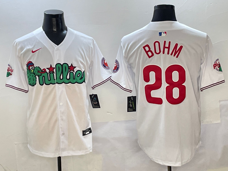 Men's Philadelphia Phillies Alec Bohm #28 White Game jersey