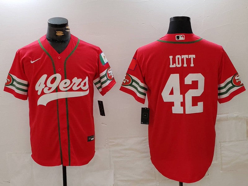 Men's San Francisco 49ers Ronnie Lott #42 Scarlet Game Player jersey