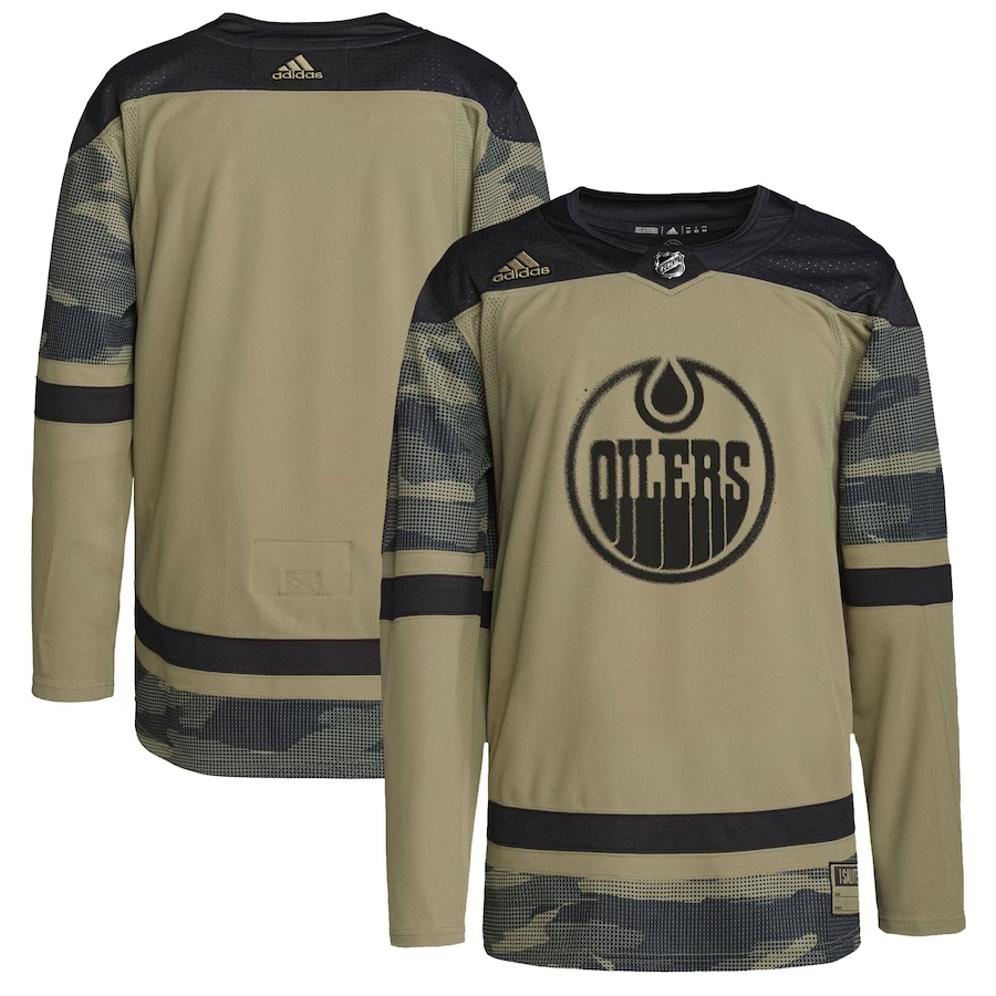 Men's Edmonton Oilers Camo Logo Military Appreciation Team Authentic Practice Blank jersey