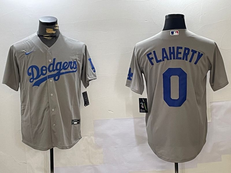 Men's Los Angeles Dodgers Jack Flaherty #0 Gray Replica Game jersey