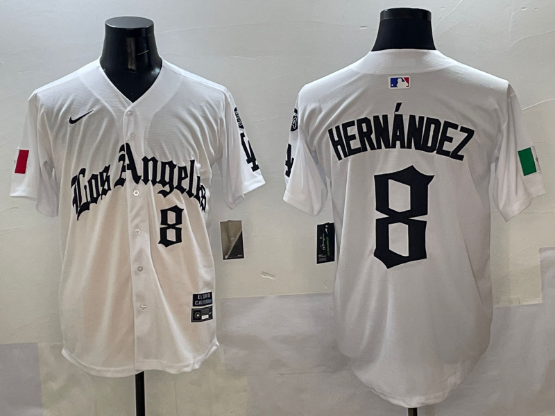 Men's Los Angeles Dodgers Enrique Hernandez #8 White Team Player Jersey