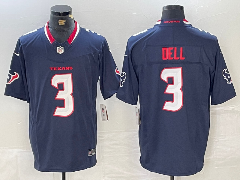 Men's Houston Texans Tank Dell #3 Navy Game Jersey