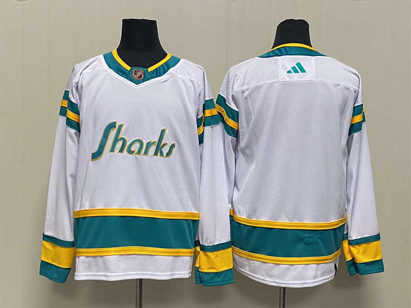 Men's San Jose Sharks White Reverse Retro 2.0 Authentic Blank jersey
