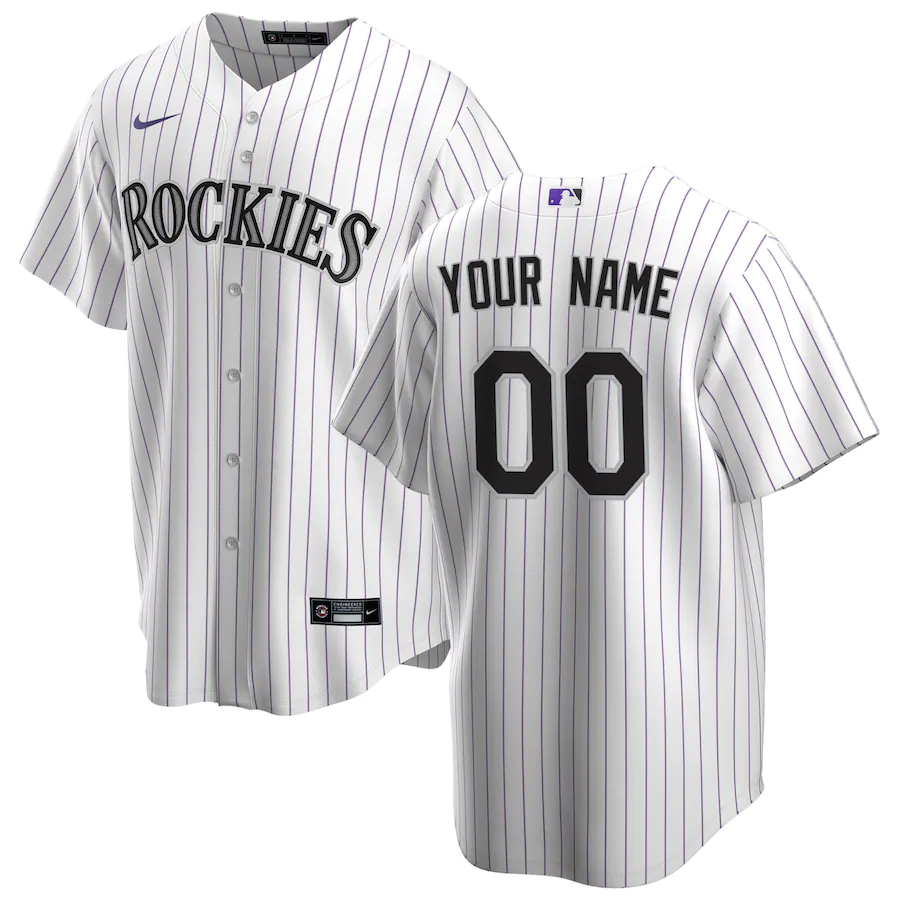 Men's Colorado Rockies White Home Replica Custom jersey