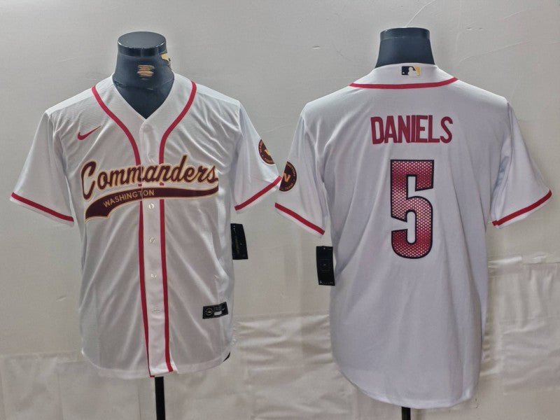 Men's Washington Commanders Jayden Daniels #5 White Game jersey