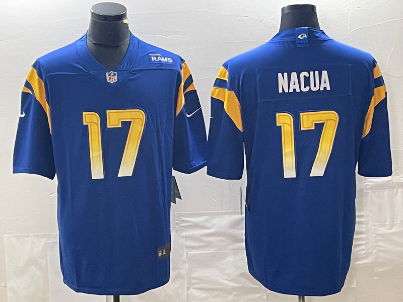 Men's Los Angeles Rams Puka Nacua #17 Royal Home Game jersey