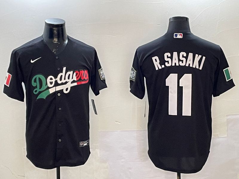 Men's Los Angeles Dodgers Roki Sasaki #11 Black Alternate Replica Player jersey