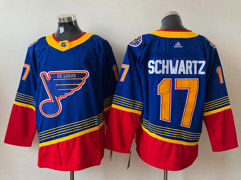 Men's St. Louis Blues Jaden Schwartz #17 Blue Breakaway Player jersey