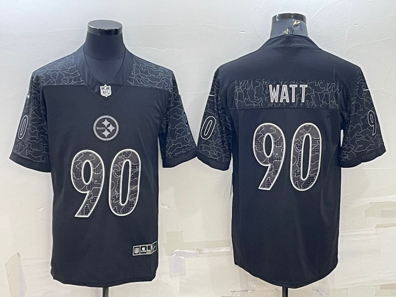 Men's Pittsburgh Steelers T.J. Watt #90 Black Retired Player RFLCTV Limited jersey
