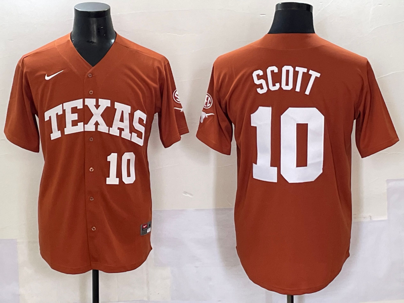 Men's Texas Longhorns Mia Scott #10 Brown Limited Player Jersey