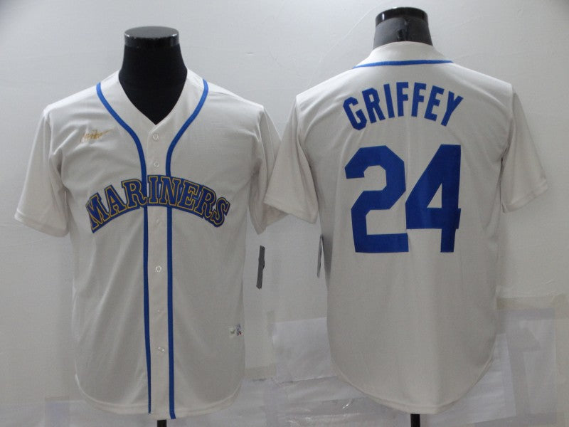 Men's Seattle Mariners Ken Griffey Jr. #24 Beige Authentic Baseball jersey