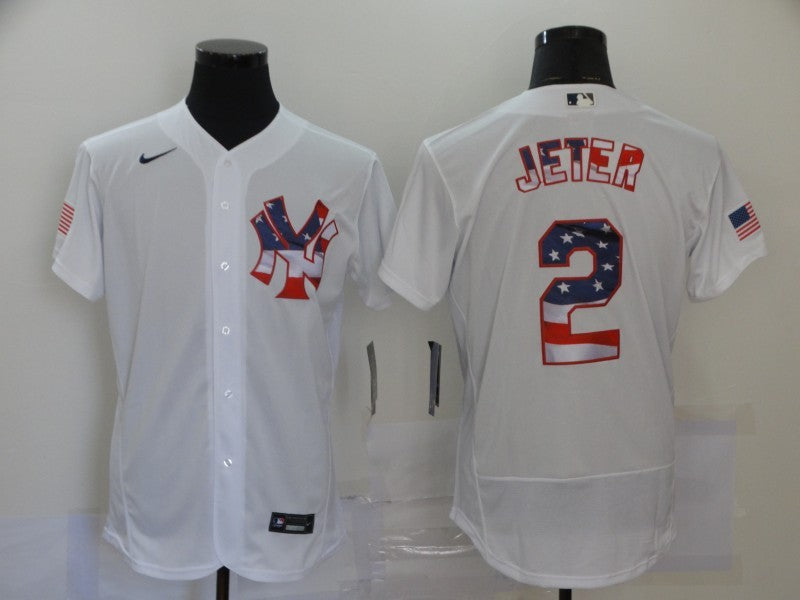 Men's New York Yankees Derek Jeter #2 White Replica Game jersey
