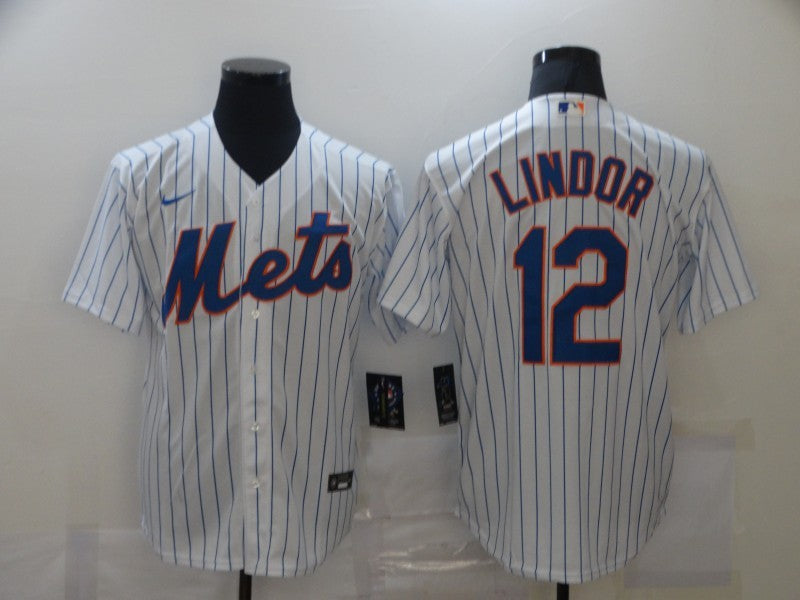 Men's New York Mets Francisco Lindor #12 White Replica Baseball jersey