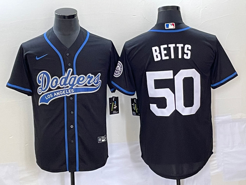 Men's Los Angeles Dodgers Mookie Betts #50 Black Player jersey Joint Edition
