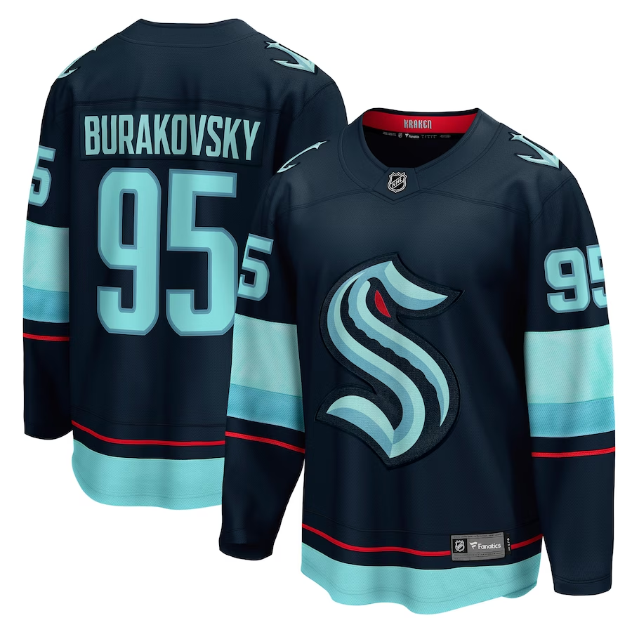 Men's Seattle Kraken Andre Burakovsky #95 Navy Home Breakaway Player jersey