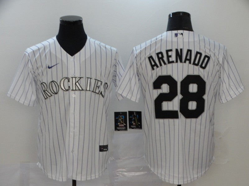 Men's Colorado Rockies Nolan Arenado #28 White Replica Baseball jersey