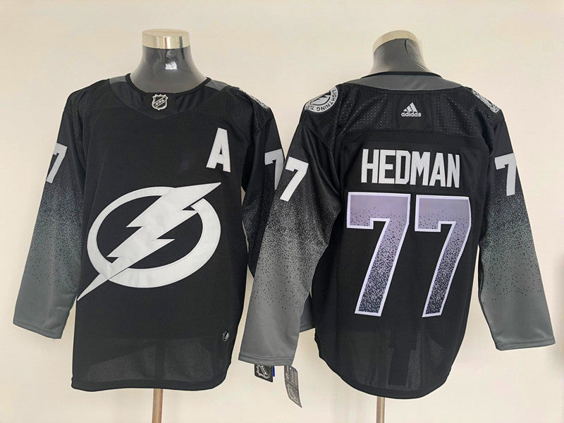 Men's Tampa Bay Lightning Victor Hedman #77 Black Home Breakaway jersey