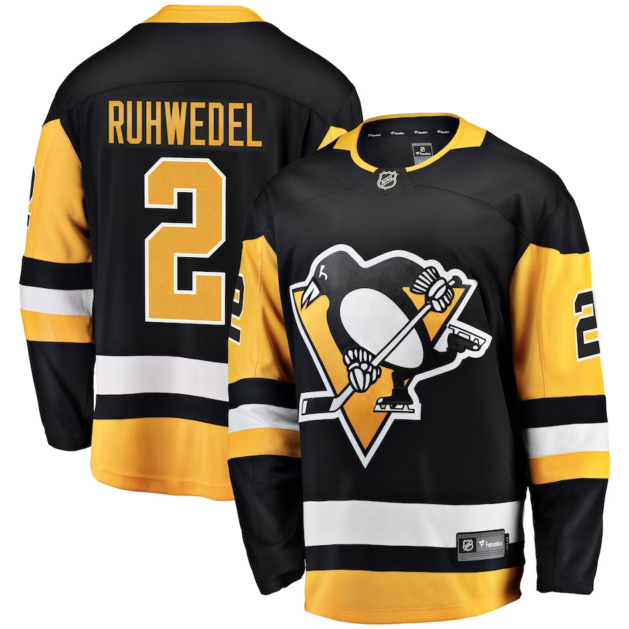 Men's Pittsburgh Penguins Chad Ruhwedel #2 Black Player Game jersey