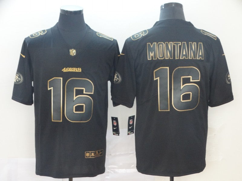 Men's San Francisco 49ers Joe Montana #16 Black Authentic Game jersey