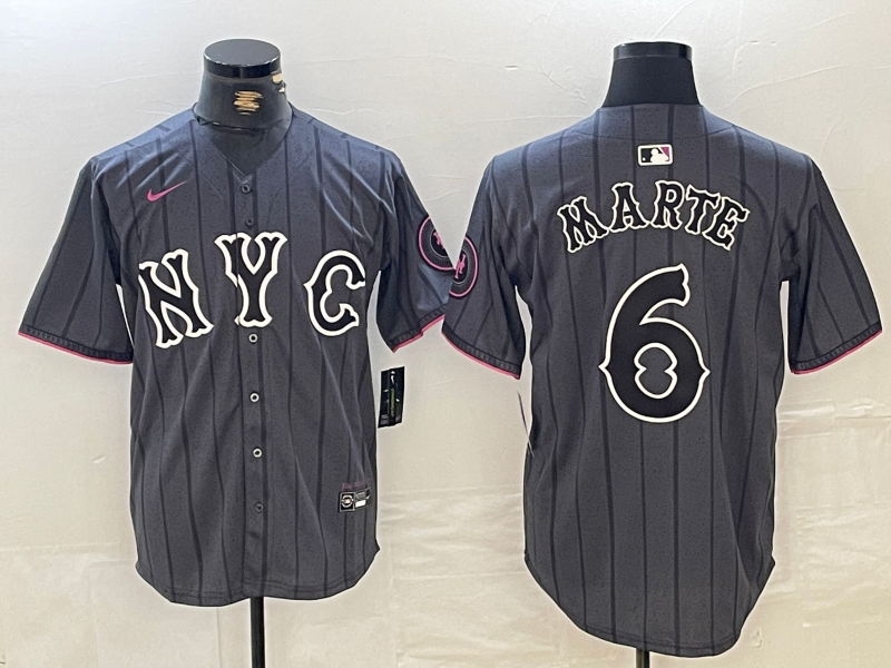 Men's New York Mets Starling Marte #6 Graphite 2024 City Connect Limited Player jersey