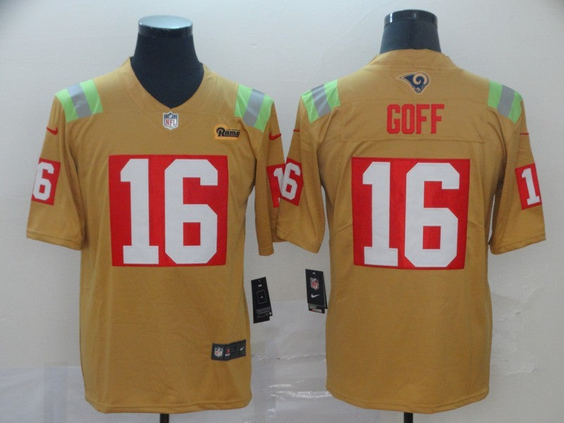 Men's Los Angeles Rams Jared Goff #16 Yellow City Edition Game jersey