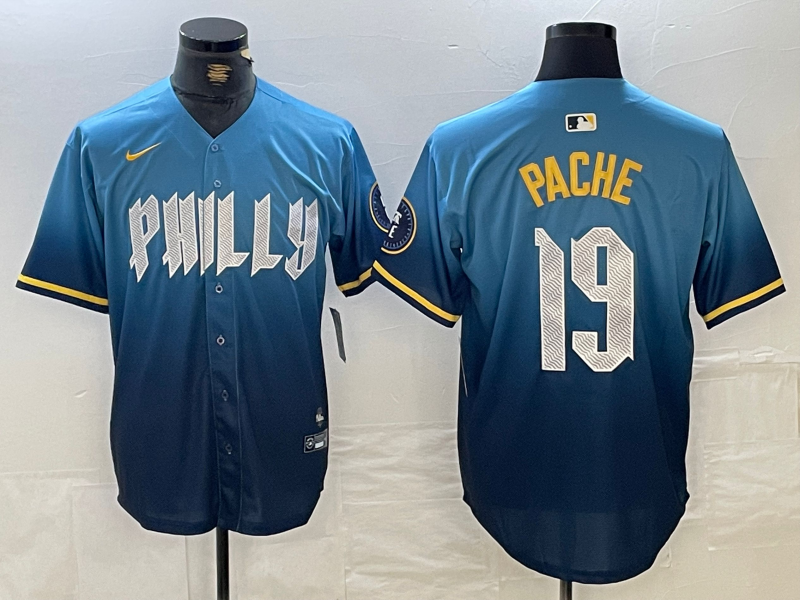 Men's Philadelphia Phillies Cristian Pache #19 Blue 2024 City Connect Limited Player jersey