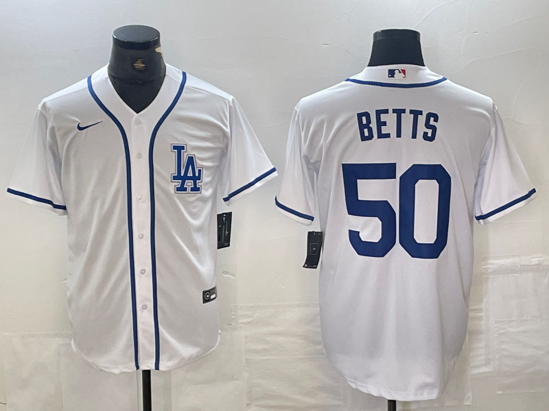 Men's Los Angeles Dodgers Mookie Betts #50 White Limited Player jersey