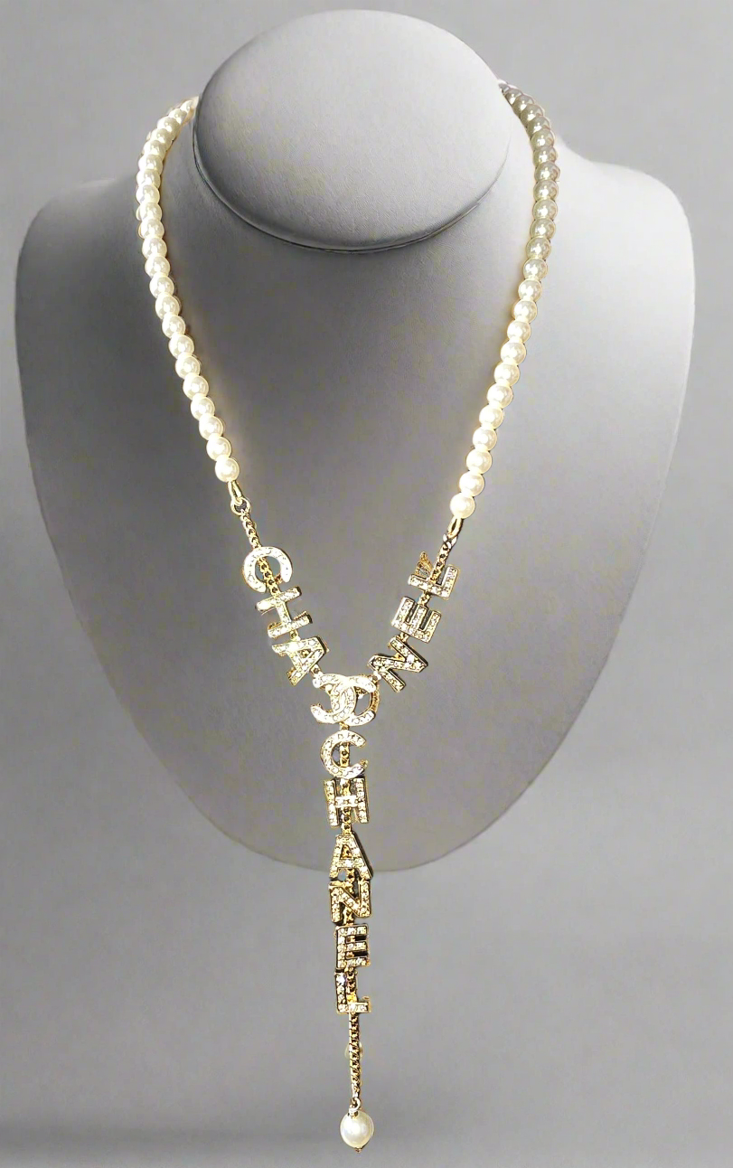 Combination gold and pearl necklace