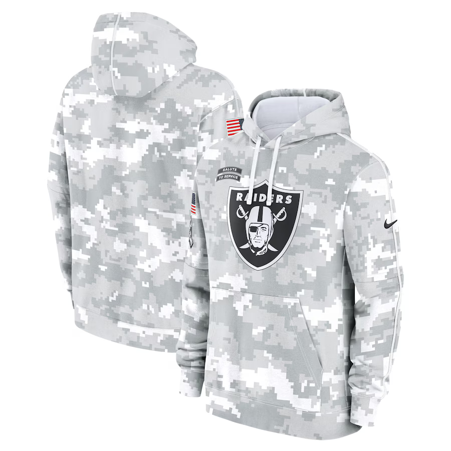 Men's Las Vegas Raiders Arctic Camo 2024 Salute to Service Club Fleece Pullover Hoodie1