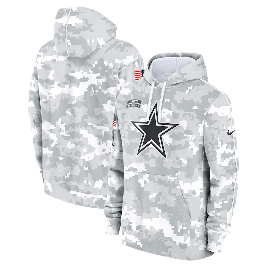 Men's Dallas Cowboys Arctic Camo 2024 Salute to Service Club Fleece Pullover Hoodie1