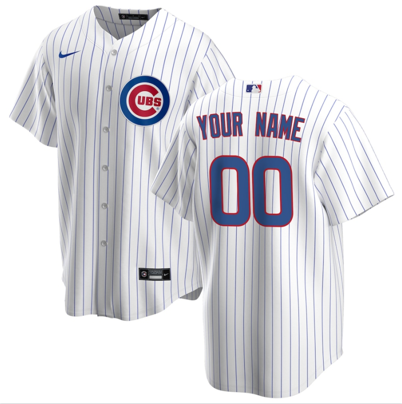 Men's Chicago Cubs White Home Replica Custom jersey