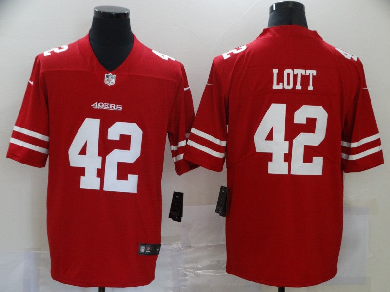 Men's San Francisco 49ers Ronnie Lott #42 Red Game jersey