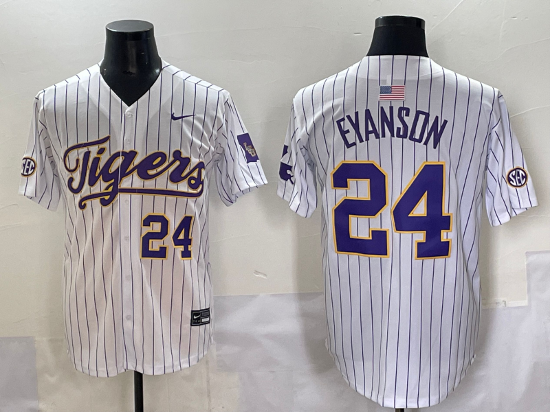 Men's LSU Tigers Anthony Eyanson #24 White Replica Player Jersey