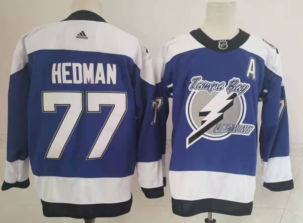 Men's Tampa Bay Lightning Victor Hedman #77 Blue Player jersey
