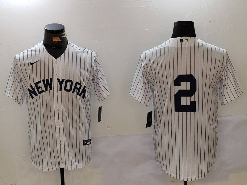 Men's New York Yankees Derek Jeter #2 White Player Name jersey
