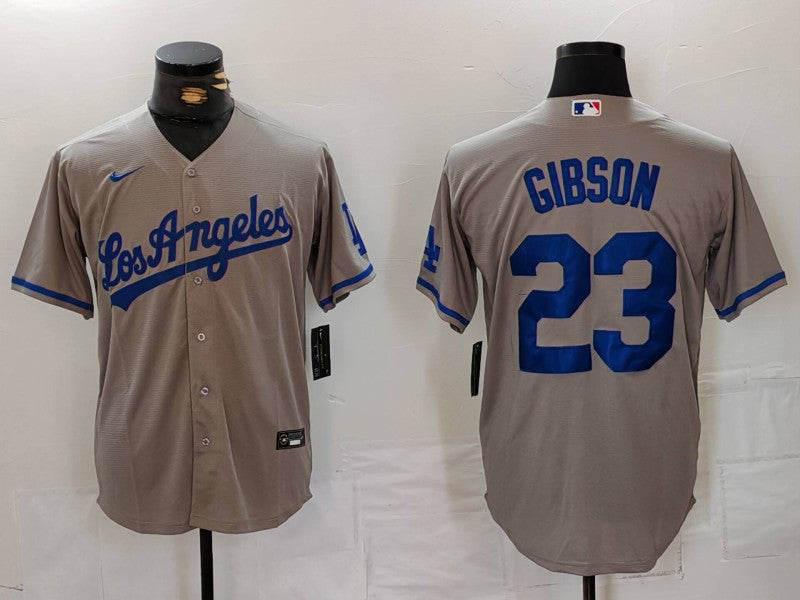Men's Los Angeles Dodgers Kirk Gibson #23 Gray Game jersey