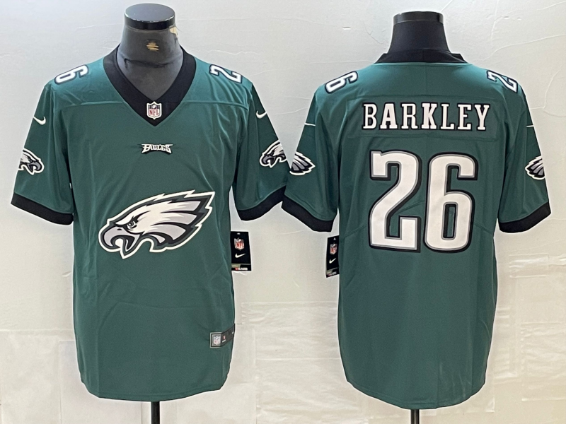 Men's Philadelphia Eagles Saquon Barkley #26 Midnight Green Game jersey